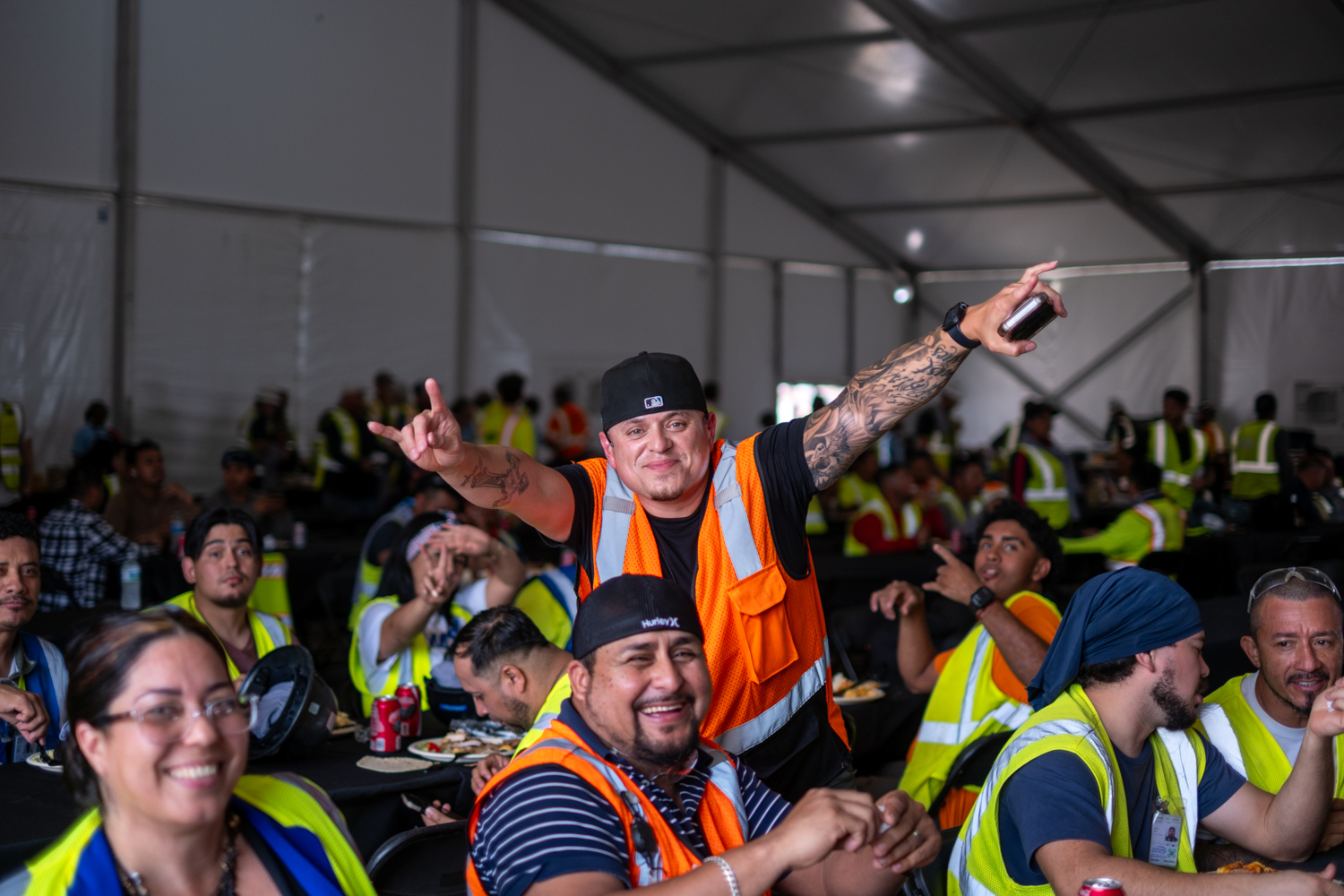 Employees at South Pine Street sat together during celebration event